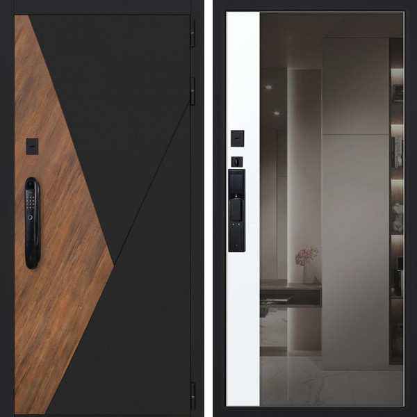 Входная дверь АСД Plata с зеркалом биометрический замок DZ 888