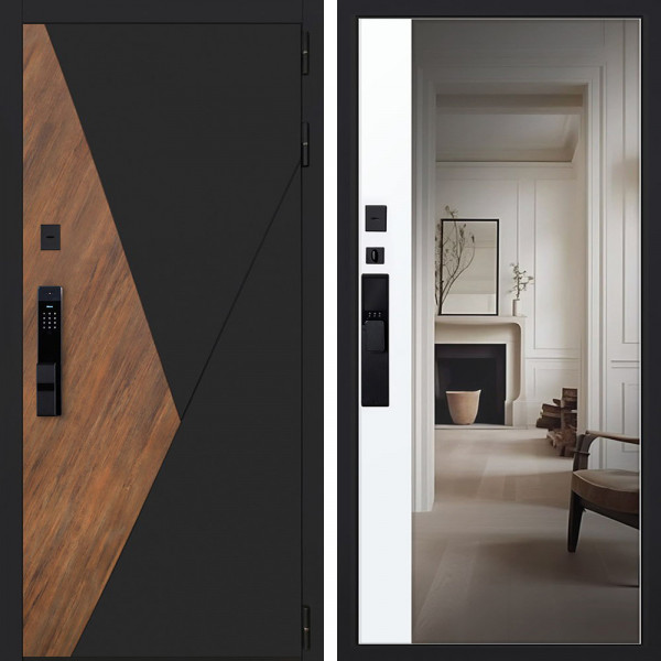 Входная дверь АСД Plata с зеркалом биометрический замок Y23