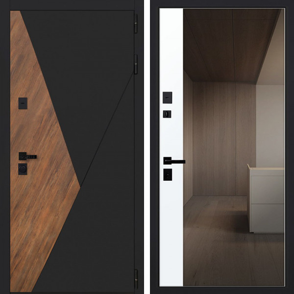 Входная дверь АСД Plata с зеркалом с отпечатком пальца Smart lock T888 Черная