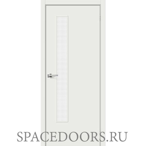 Межкомнатная дверь Браво-9 Super White / Wired Glass 12,5