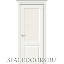 Межкомнатная дверь Скинни-13 Whitey / White Сrystal
