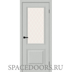 Межкомнатная дверь Классик-13 Grey Silkwood / White Сrystal