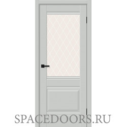 Межкомнатная дверь Прима-3 Grey Silk / White Сrystal