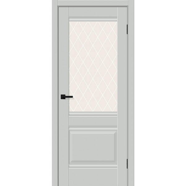 Межкомнатная дверь Прима-3 Grey Silk / White Сrystal