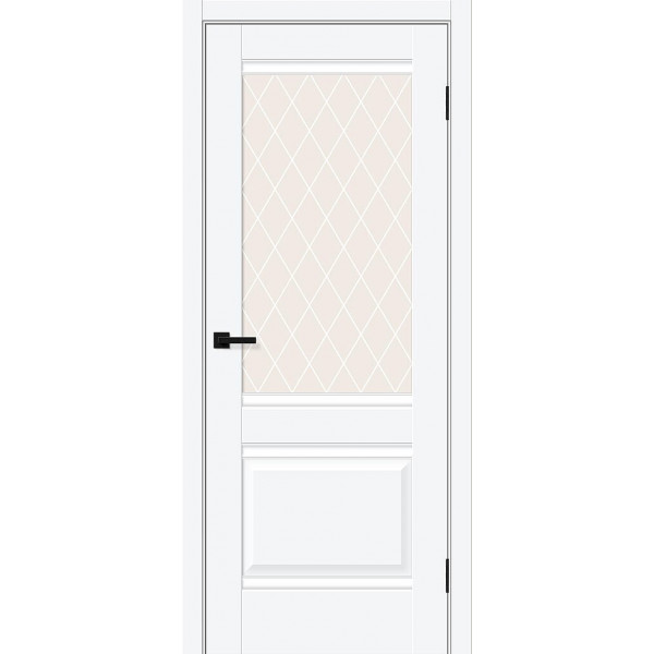 Межкомнатная дверь Прима-3 White Silk / White Сrystal