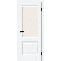Межкомнатная дверь Прима-3 White Silkwood / White Сrystal