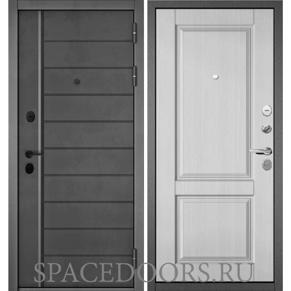 Входная дверь Бульдорс Mass-90 Бетон темный - 136/Дуб шале белый 9SD-1