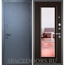 Входная дверь Бульдорс Mass-90 Черный матовый - 181/Ларче шоколад 9S-140, зеркало