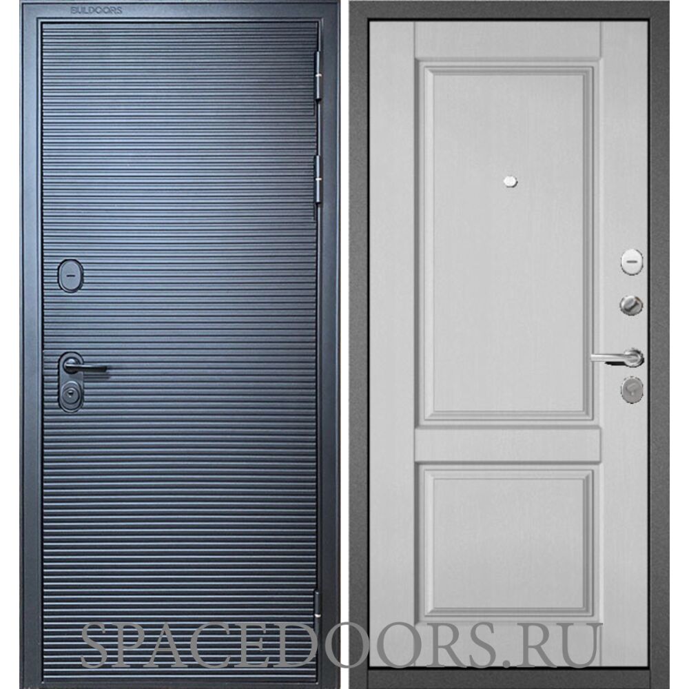 Входная дверь Бульдорс Mass-90 Черный матовый - 181/Дуб белый матовый 9SD-1