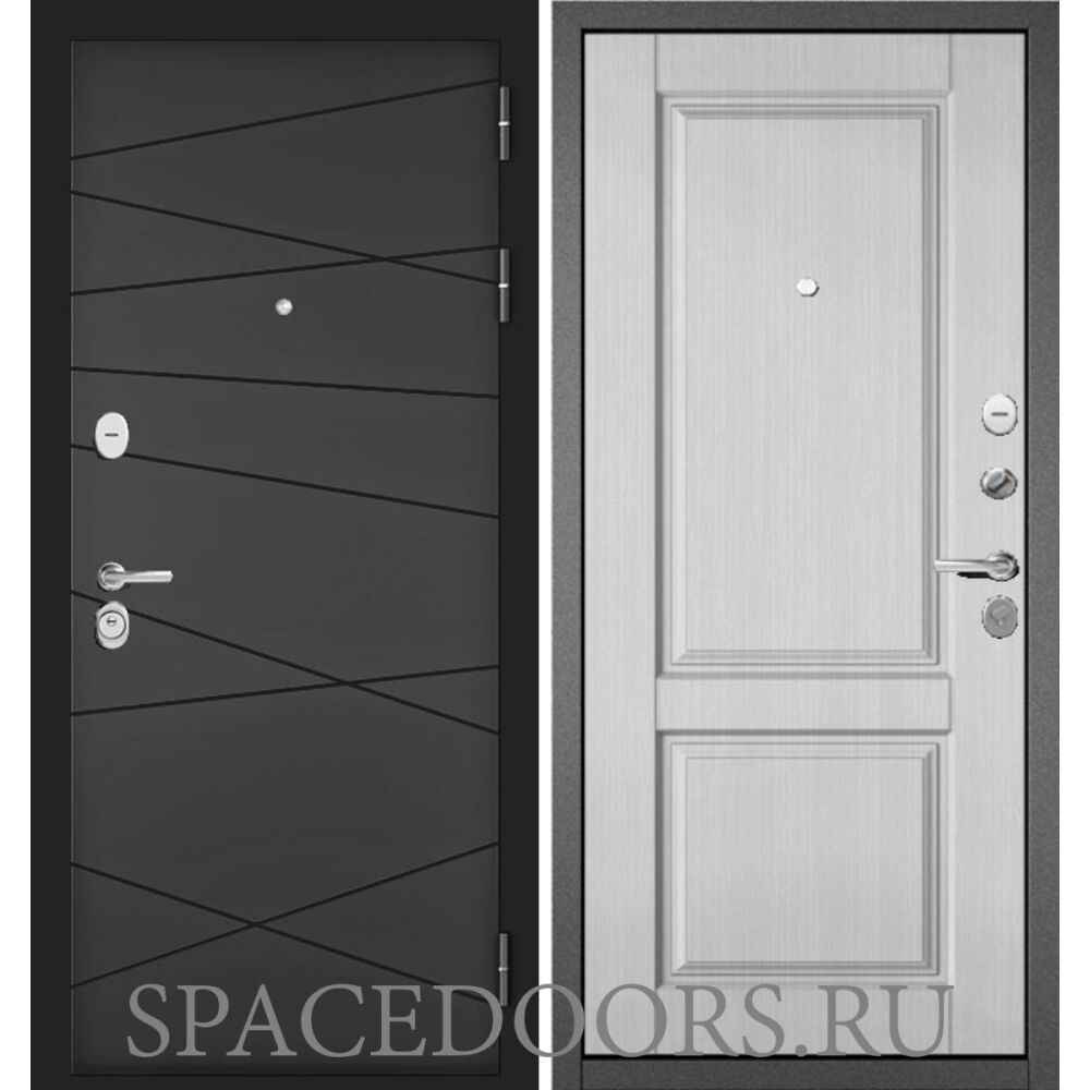 Входная дверь Бульдорс Trust Standart Графит софт 9S-130/Дуб шале белый 9SD-1