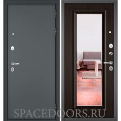 Входная дверь Бульдорс Trust mass Черный муар металлик/Ларче шоколад 9S-140, зеркало