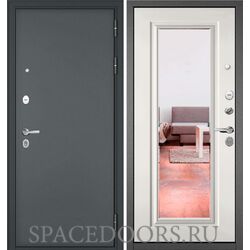 Входная дверь Бульдорс Trust mass Черный муар металлик/Белый софт 9S-140, зеркало