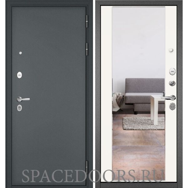 Входная дверь Бульдорс Trust mass Черный муар металлик/Белый софт 9S-164