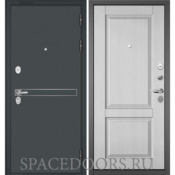 Входная дверь Бульдорс  Trust Standart черный муар металлик d-4/Дуб шале белый 9SD-1