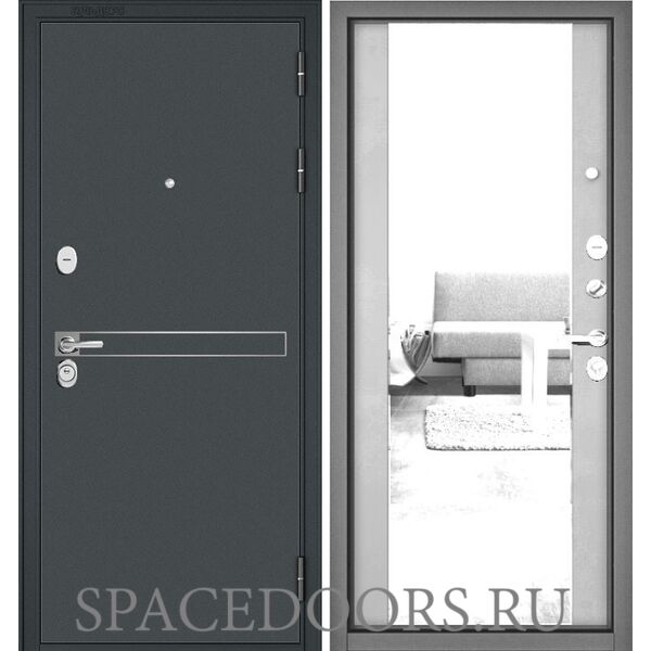 Входная дверь Бульдорс Trust mass черный муар металлик d-4/Эмаль светло-серая 9S-164