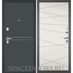 Входная дверь Бульдорс Trust mass черный муар металлик d-4/Белый софт 9S-130