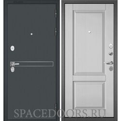 Входная дверь Бульдорс Trust mass черный муар металлик d-4/Дуб белый матовый 9SD-1
