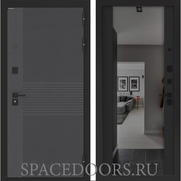 Входная дверь Бункер BN-05 с зеркалом (тонировка) ФЛЗ-1 Черный кварц