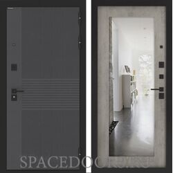 Входная дверь Бункер BN-05 с зеркалом ФЛЗ-603 Бетон серый (светлый)