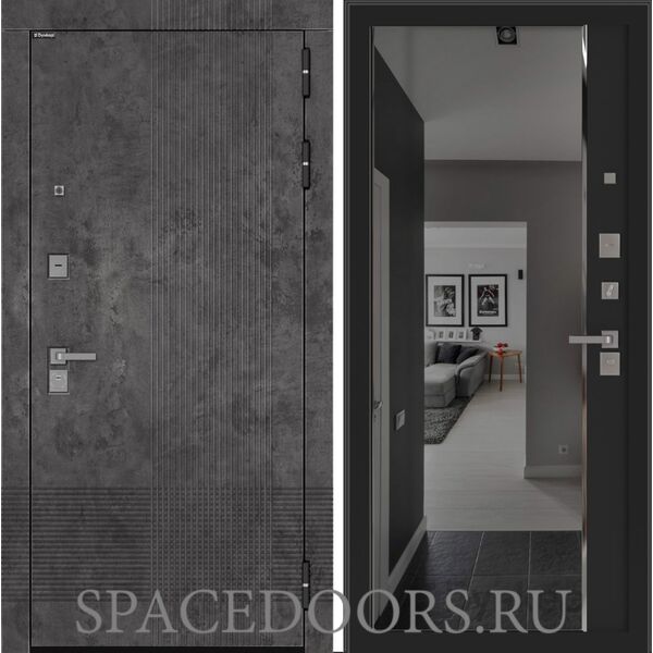 Входная дверь Бункер BN-08 с зеркалом (тонировка) ФЛЗ-618 Черный кварц