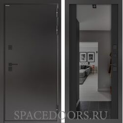 Входная дверь Бункер BN-10 Тепло плюс с зеркалом (тонировка) ФЛЗ-1 Черный кварц