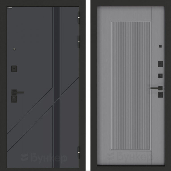 Входная дверь Бункер BN-12 АМСТРОД Серый софт рельеф