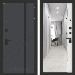 Входная дверь Бункер BN-12 с зеркалом ФЛЗ-618 Белый софт Входная дверь Бункер BN-12 с зеркалом ФЛЗ-618 Белый софт