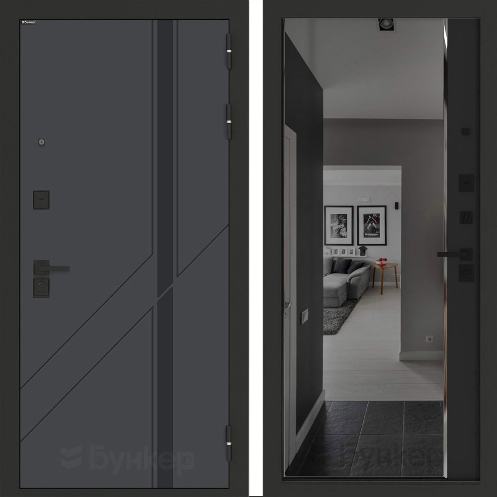 Входная дверь Бункер BN-12 с зеркалом (тонировка) ФЛЗ-618 Черный кварц Входная дверь Бункер BN-12 с зеркалом (тонировка) ФЛЗ-618 Черный кварц