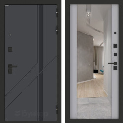 Входная дверь Бункер BN-12 с зеркалом ФЛЗ-1 Лайт грей софт Входная дверь Бункер BN-12 с зеркалом ФЛЗ-1 Лайт грей софт