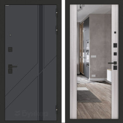 Входная дверь Бункер BN-12 с зеркалом ФЛЗ-1 Сандал белый Входная дверь Бункер BN-12 с зеркалом ФЛЗ-1 Сандал белый