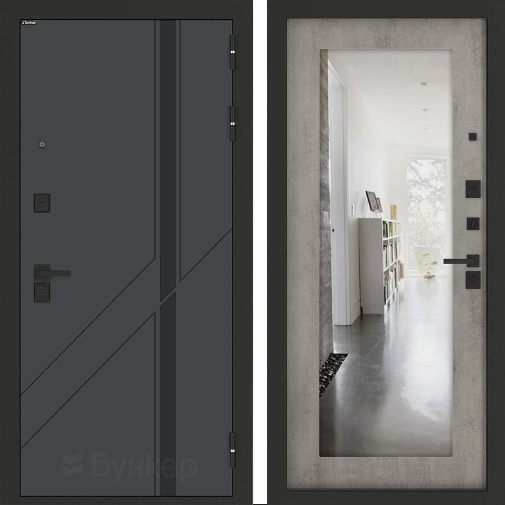 Входная дверь Бункер BN-12 с зеркалом ФЛЗ-603 Бетон серый (светлый) Входная дверь Бункер BN-12 с зеркалом ФЛЗ-603 Бетон серый (светлый)