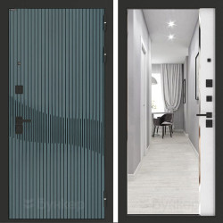 Входная дверь Бункер BN-13 с зеркалом ФЛЗ-618 Белый софт