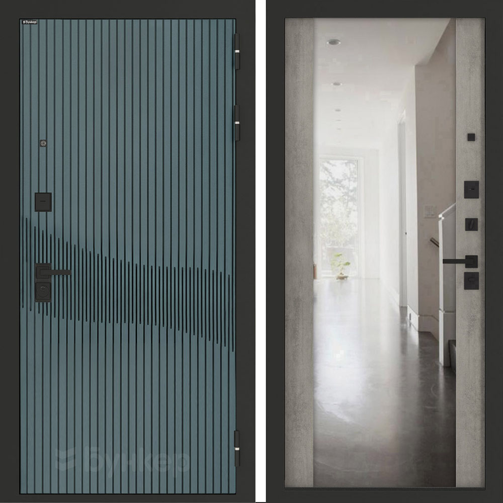 Входная дверь Бункер BN-13 с зеркалом ФЛЗ-1 Бетон серый (светлый) Входная дверь Бункер BN-13 с зеркалом ФЛЗ-1 Бетон серый (светлый)