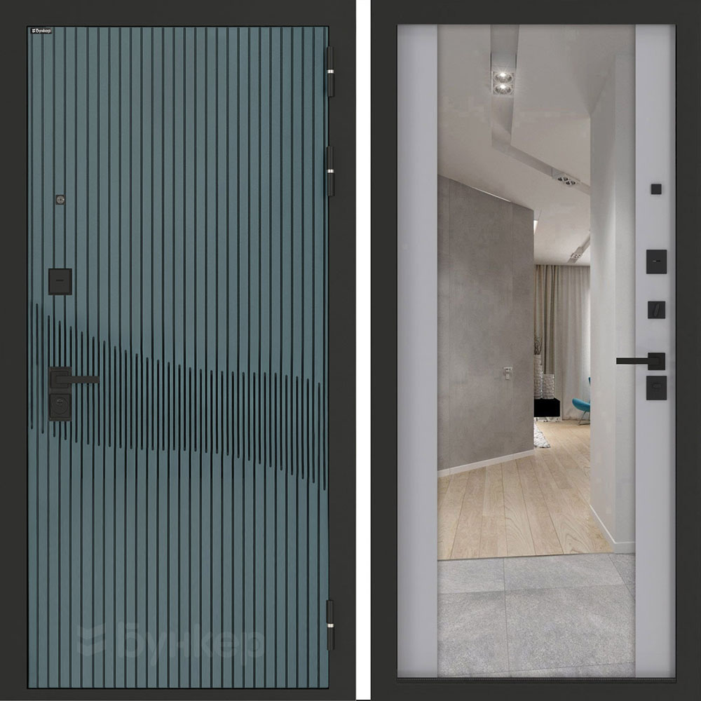 Входная дверь Бункер BN-13 с зеркалом ФЛЗ-1 Лайт грей софт Входная дверь Бункер BN-13 с зеркалом ФЛЗ-1 Лайт грей софт