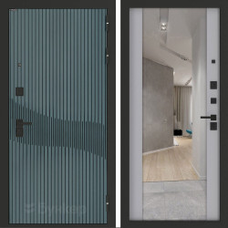 Входная дверь Бункер BN-13 с зеркалом ФЛЗ-1 Лайт грей софт Входная дверь Бункер BN-13 с зеркалом ФЛЗ-1 Лайт грей софт