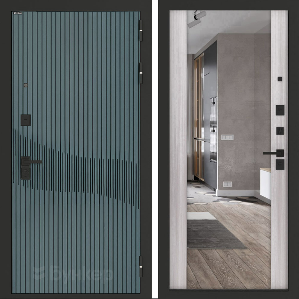 Входная дверь Бункер BN-13 с зеркалом ФЛЗ-1 Сандал белый Входная дверь Бункер BN-13 с зеркалом ФЛЗ-1 Сандал белый