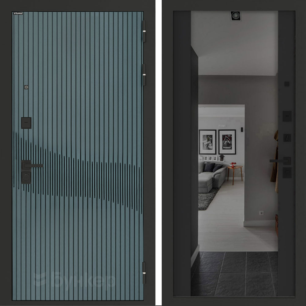 Входная дверь Бункер BN-13 с зеркалом (тонировка) ФЛЗ-1 Черный кварц Входная дверь Бункер BN-13 с зеркалом (тонировка) ФЛЗ-1 Черный кварц