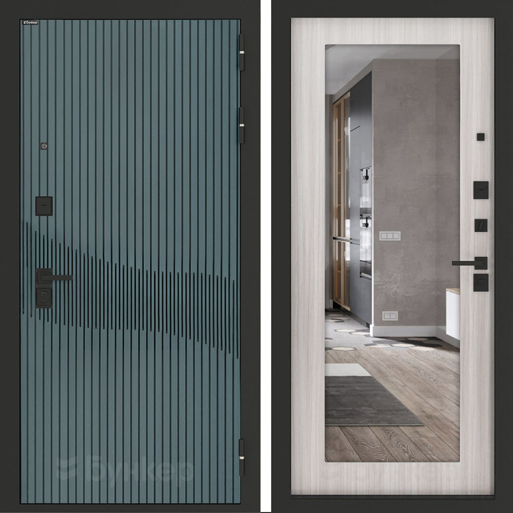 Входная дверь Бункер BN-13 с зеркалом ФЛЗ-603 Сандал белый Входная дверь Бункер BN-13 с зеркалом ФЛЗ-603 Сандал белый