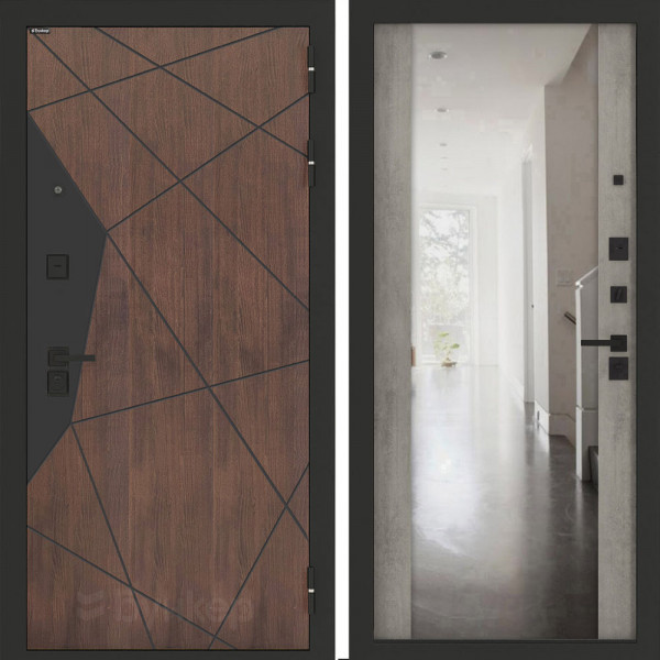 Входная дверь Бункер BN-14 с зеркалом ФЛЗ-1 Бетон серый (светлый)