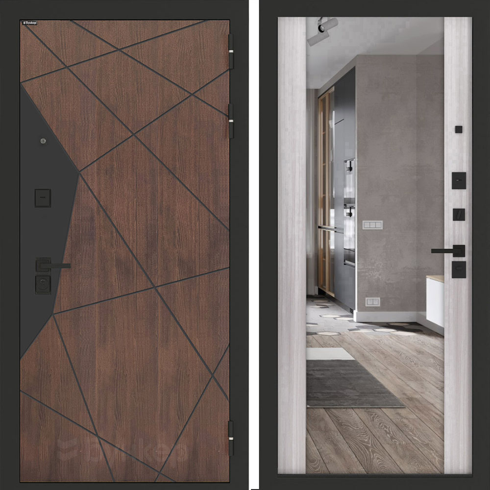 Входная дверь Бункер BN-14 с зеркалом ФЛЗ-1 Сандал белый Входная дверь Бункер BN-14 с зеркалом ФЛЗ-1 Сандал белый