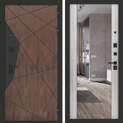 Входная дверь Бункер BN-14 с зеркалом ФЛЗ-1 Сандал белый Входная дверь Бункер BN-14 с зеркалом ФЛЗ-1 Сандал белый