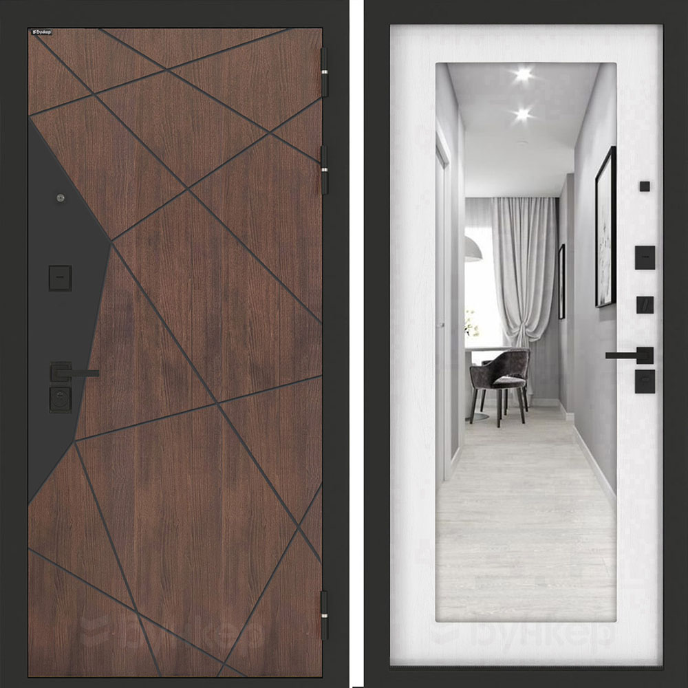 Входная дверь Бункер BN-14 с зеркалом ФЛЗ-603 Белое дерево Входная дверь Бункер BN-14 с зеркалом ФЛЗ-603 Белое дерево