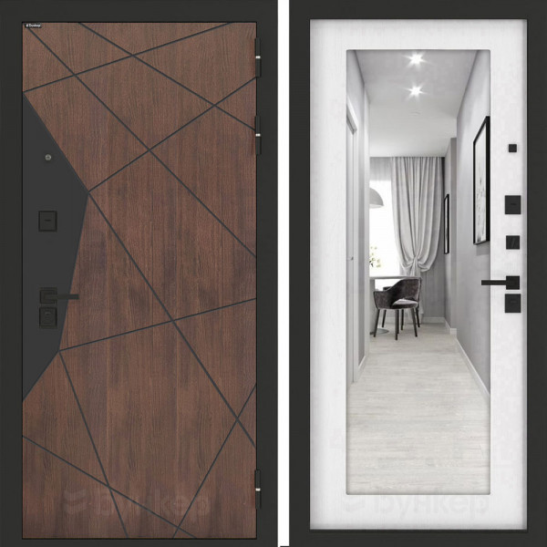 Входная дверь Бункер BN-14 с зеркалом ФЛЗ-603 Белое дерево