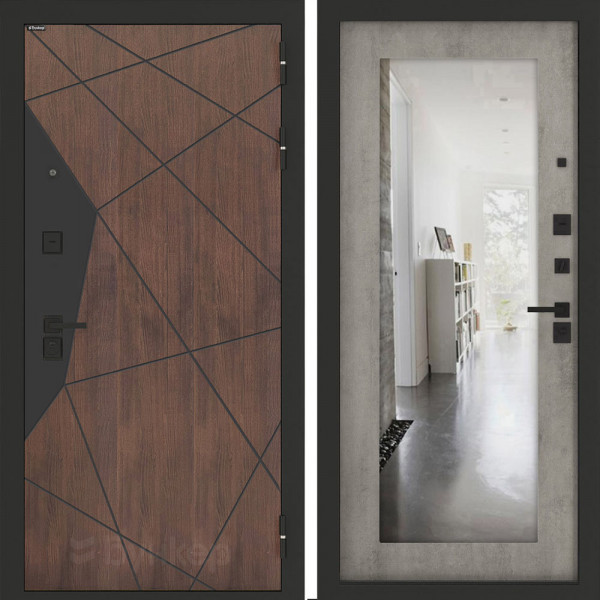 Входная дверь Бункер BN-14 с зеркалом ФЛЗ-603 Бетон серый (светлый)