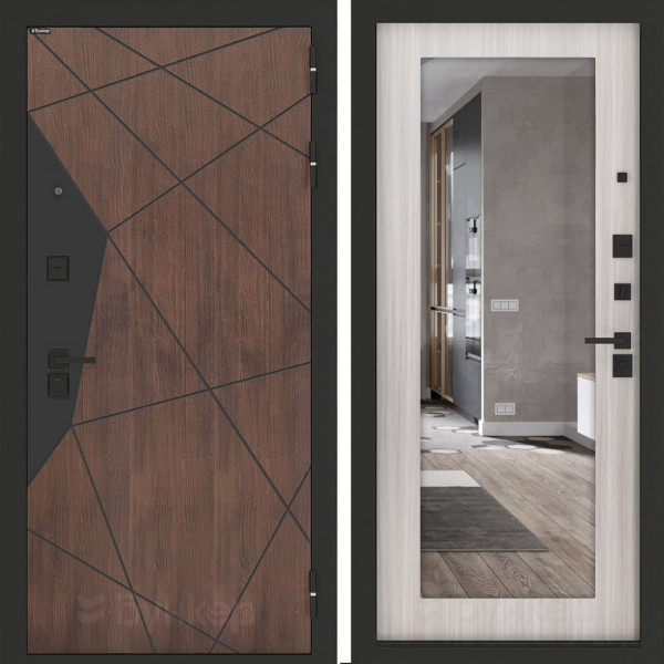 Входная дверь Бункер BN-14 с зеркалом ФЛЗ-603 Сандал белый