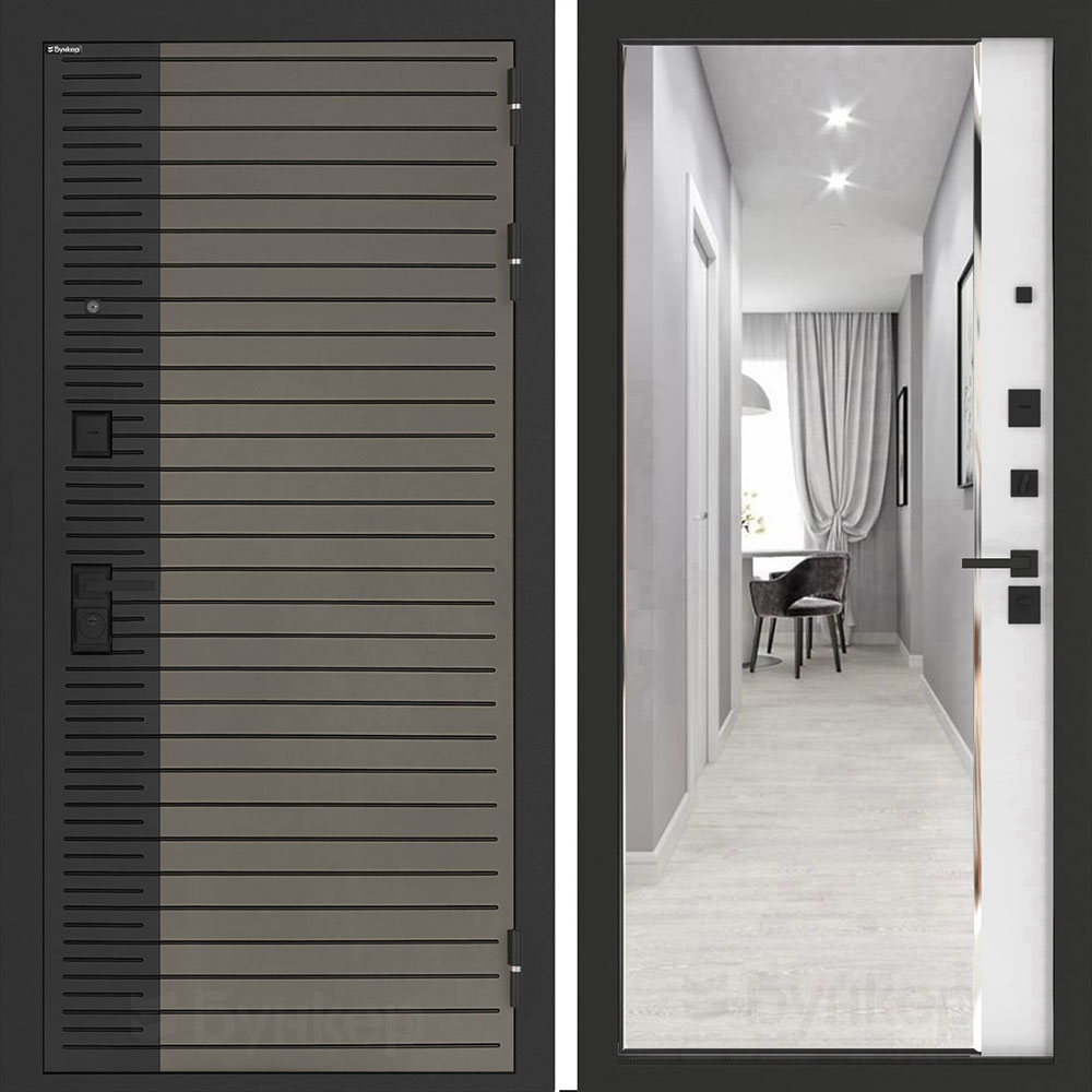 Входная дверь Бункер BN-15 с зеркалом ФЛЗ-618 Белый софт Входная дверь Бункер BN-15 с зеркалом ФЛЗ-618 Белый софт