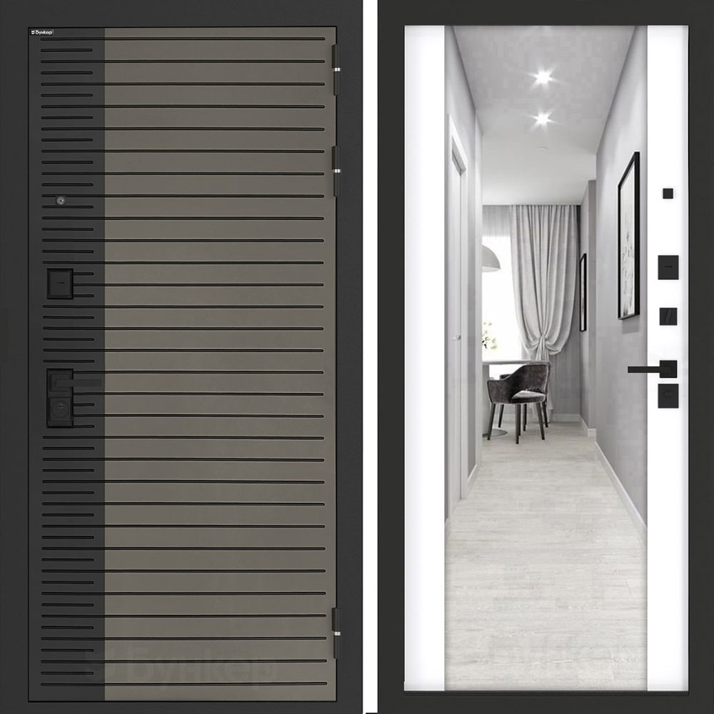 Входная дверь Бункер BN-15 с зеркалом ФЛЗ-1 Белый софт Входная дверь Бункер BN-15 с зеркалом ФЛЗ-1 Белый софт