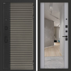 Входная дверь Бункер BN-15 с зеркалом ФЛЗ-1 Лайт грей софт Входная дверь Бункер BN-15 с зеркалом ФЛЗ-1 Лайт грей софт