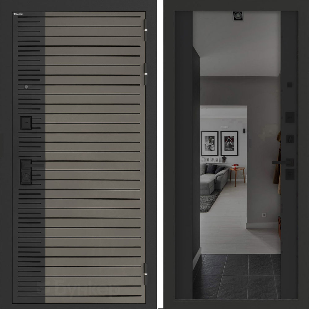 Входная дверь Бункер BN-15 с зеркалом (тонировка) ФЛЗ-1 Черный кварц Входная дверь Бункер BN-15 с зеркалом (тонировка) ФЛЗ-1 Черный кварц