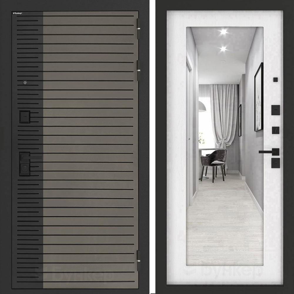 Входная дверь Бункер BN-15 с зеркалом ФЛЗ-603 Белое дерево Входная дверь Бункер BN-15 с зеркалом ФЛЗ-603 Белое дерево